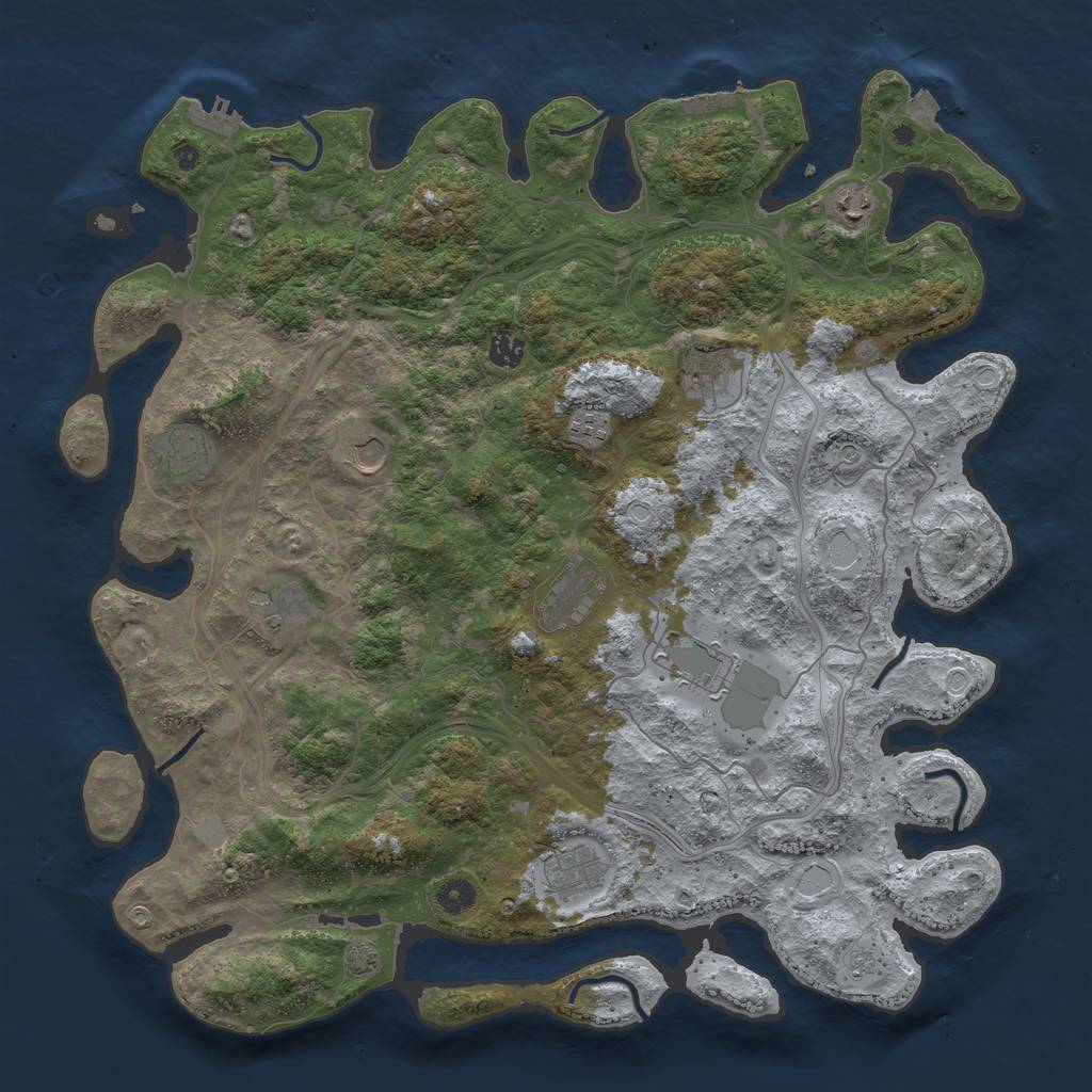 Rust Map: Procedural Map, Size: 4500, Seed: 124512, 18 Monuments