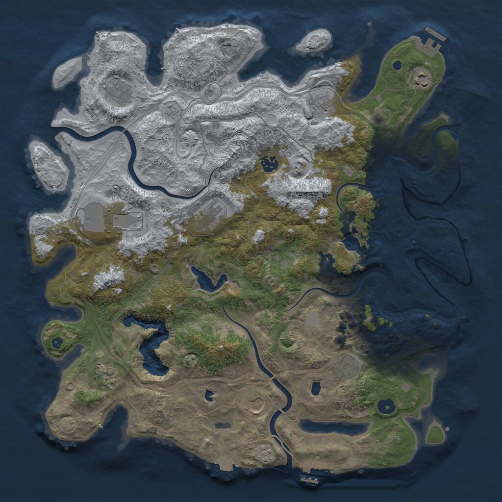 Rust Map: Procedural Map, Size: 4500, Seed: 59955995, 16 Monuments