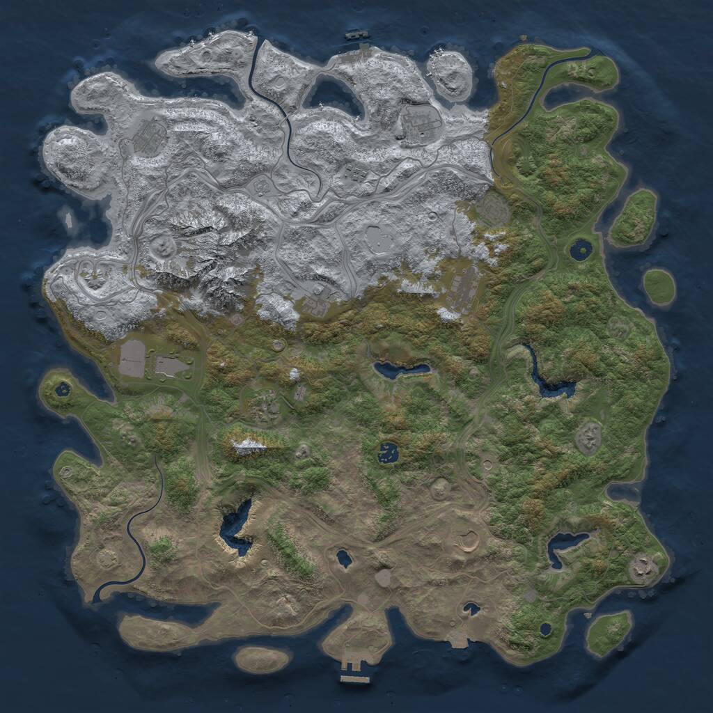 Rust Map: Procedural Map, Size: 5000, Seed: 943711667, 17 Monuments