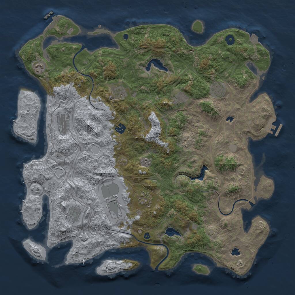Rust Map: Procedural Map, Size: 4500, Seed: 962525513, 16 Monuments
