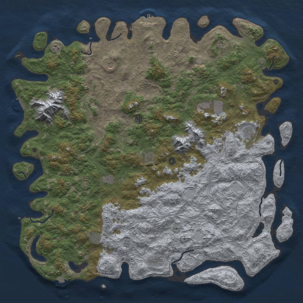 Rust Map: Procedural Map, Size: 6000, Seed: 999888777, 19 Monuments