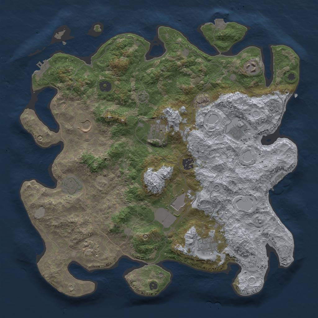 Rust Map: Procedural Map, Size: 4000, Seed: 497369309, 18 Monuments