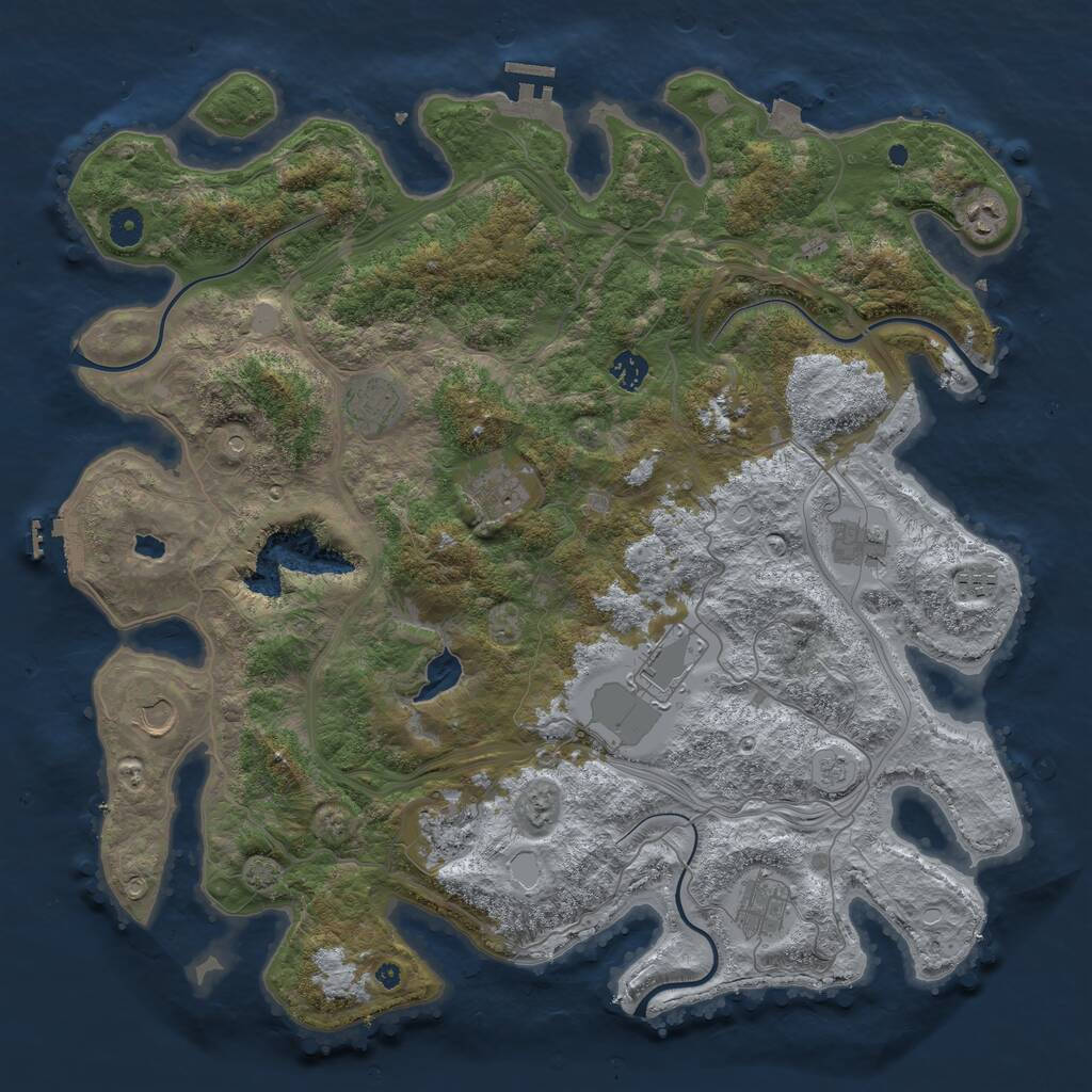 Rust Map: Procedural Map, Size: 4400, Seed: 1043, 16 Monuments