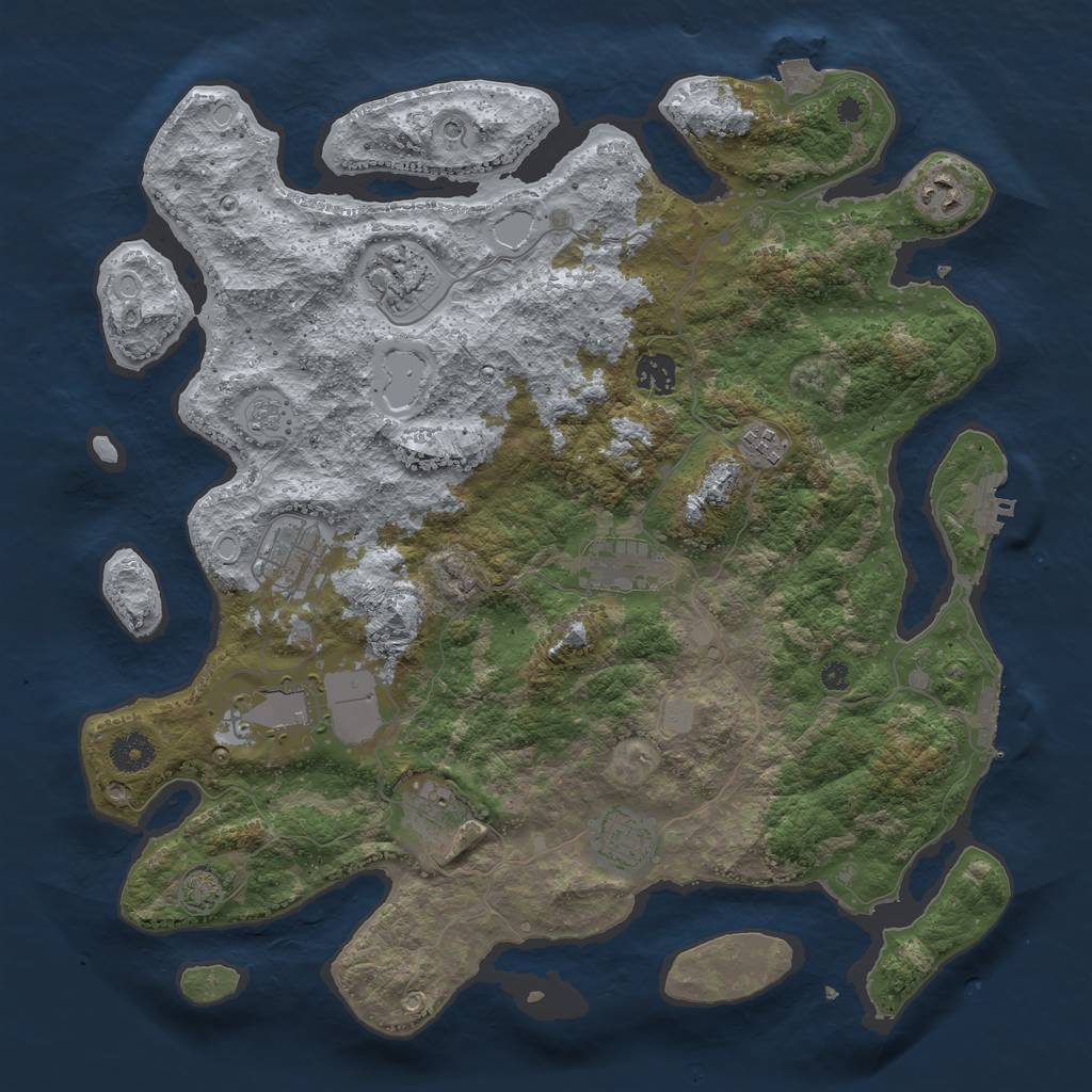 Rust Map: Procedural Map, Size: 3900, Seed: 41916625, 17 Monuments