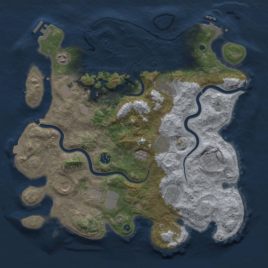 Rust Map: Procedural Map, Size: 3900, Seed: 61877762, 16 Monuments