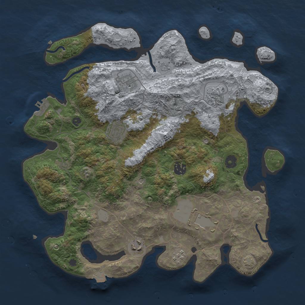 Rust Map: Procedural Map, Size: 3550, Seed: 93184237, 14 Monuments