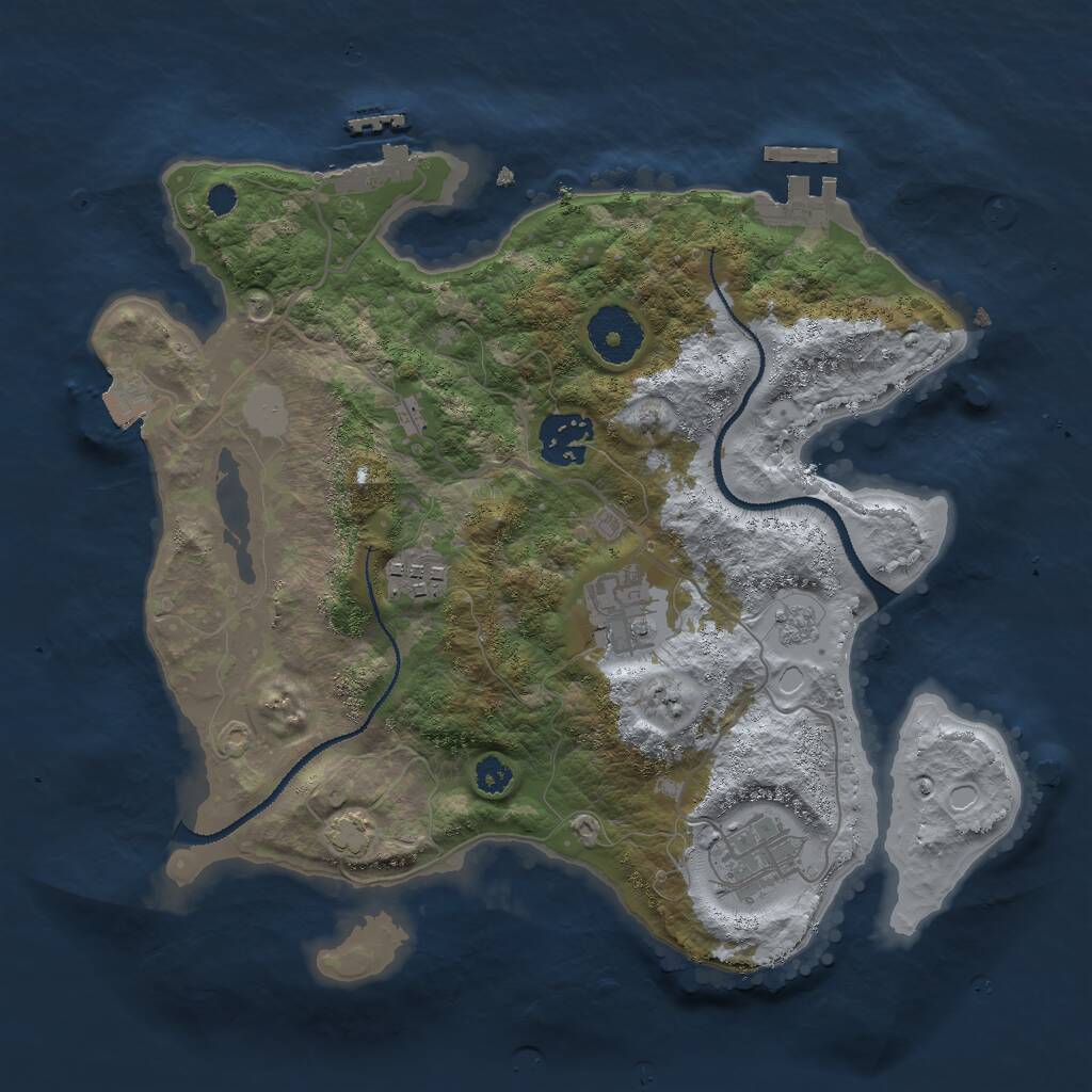Rust Map: Procedural Map, Size: 3000, Seed: 8730594, 9 Monuments