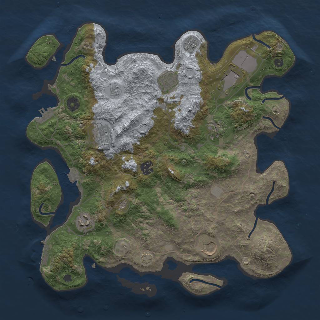 Rust Map: Procedural Map, Size: 3550, Seed: 81233636, 16 Monuments