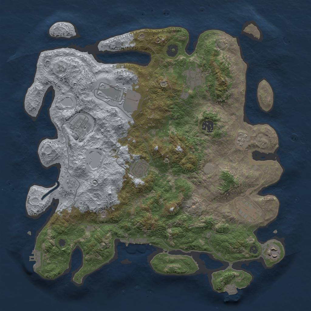 Rust Map: Procedural Map, Size: 3800, Seed: 91982040, 16 Monuments