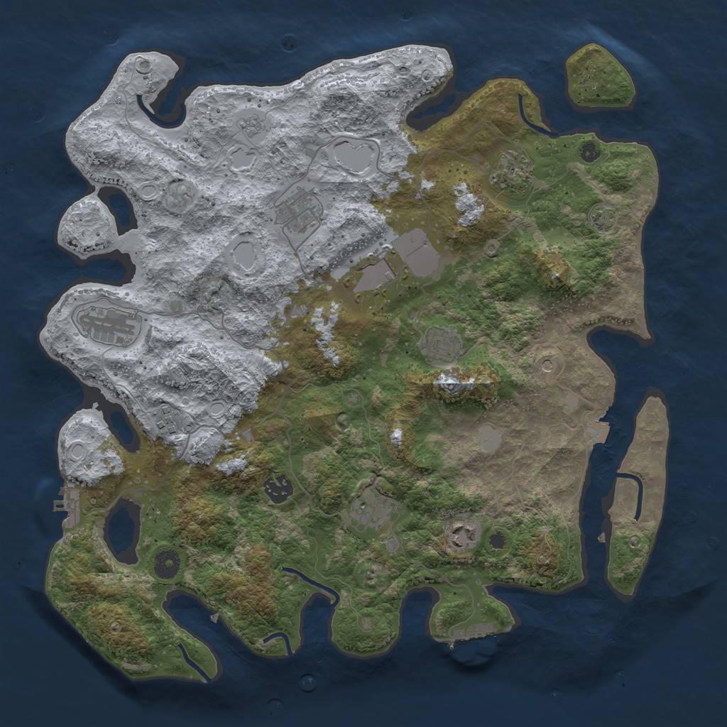 Rust Map: Procedural Map, Size: 3900, Seed: 1993020869, 17 Monuments
