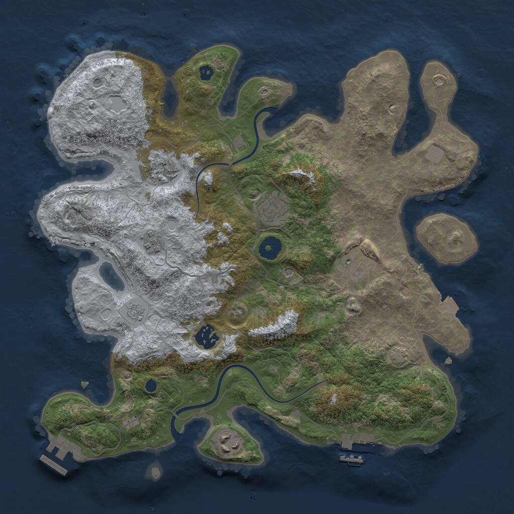 Rust Map: Procedural Map, Size: 3450, Seed: 10341779, 12 Monuments