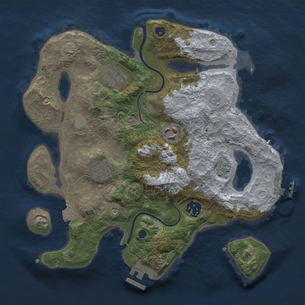 Rust Map: Procedural Map, Size: 3000, Seed: 9885, 11 Monuments