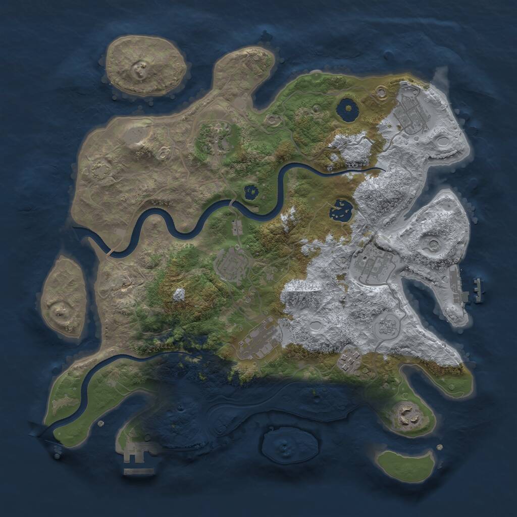 Rust Map: Procedural Map, Size: 3450, Seed: 64844930, 14 Monuments
