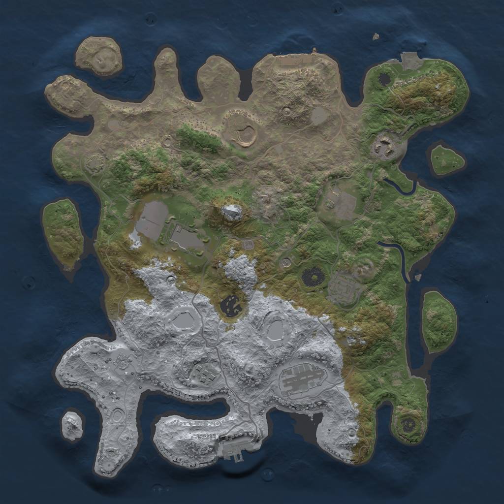 Rust Map: Procedural Map, Size: 3550, Seed: 51017324, 16 Monuments