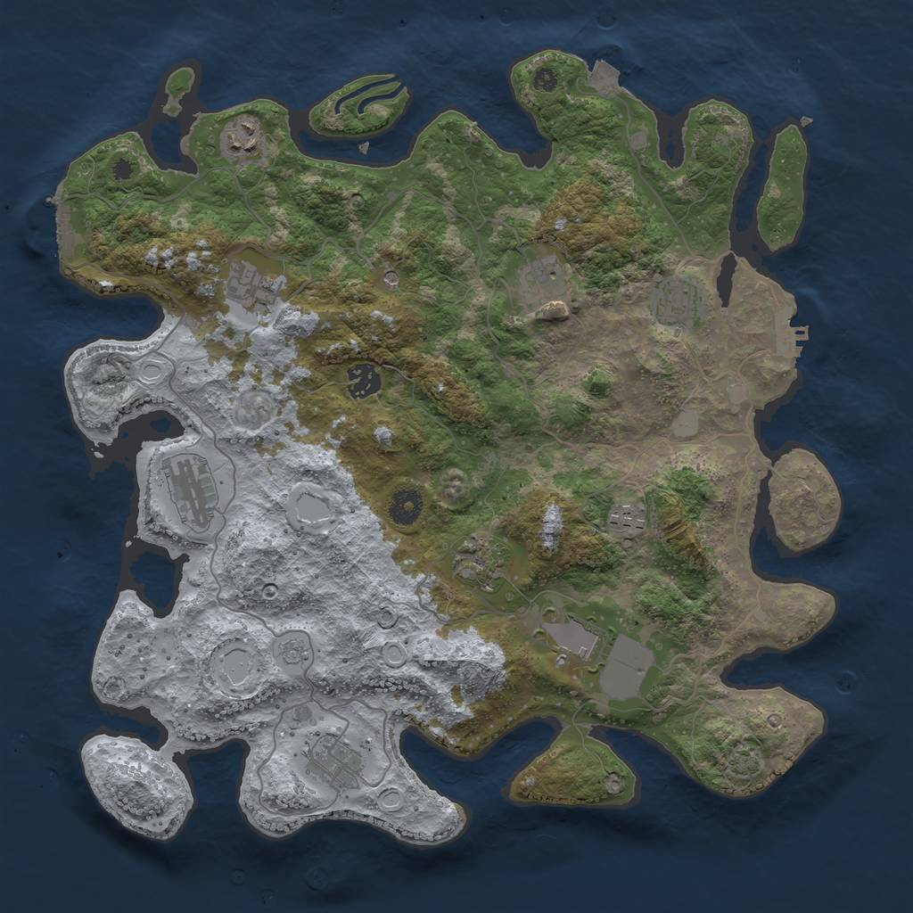 Rust Map: Procedural Map, Size: 3900, Seed: 3842273, 18 Monuments
