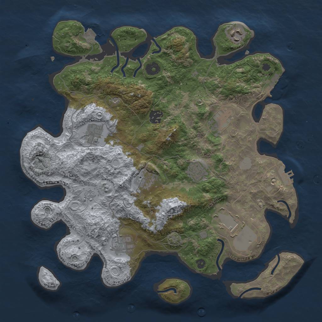 Rust Map: Procedural Map, Size: 3500, Seed: 41604359, 16 Monuments