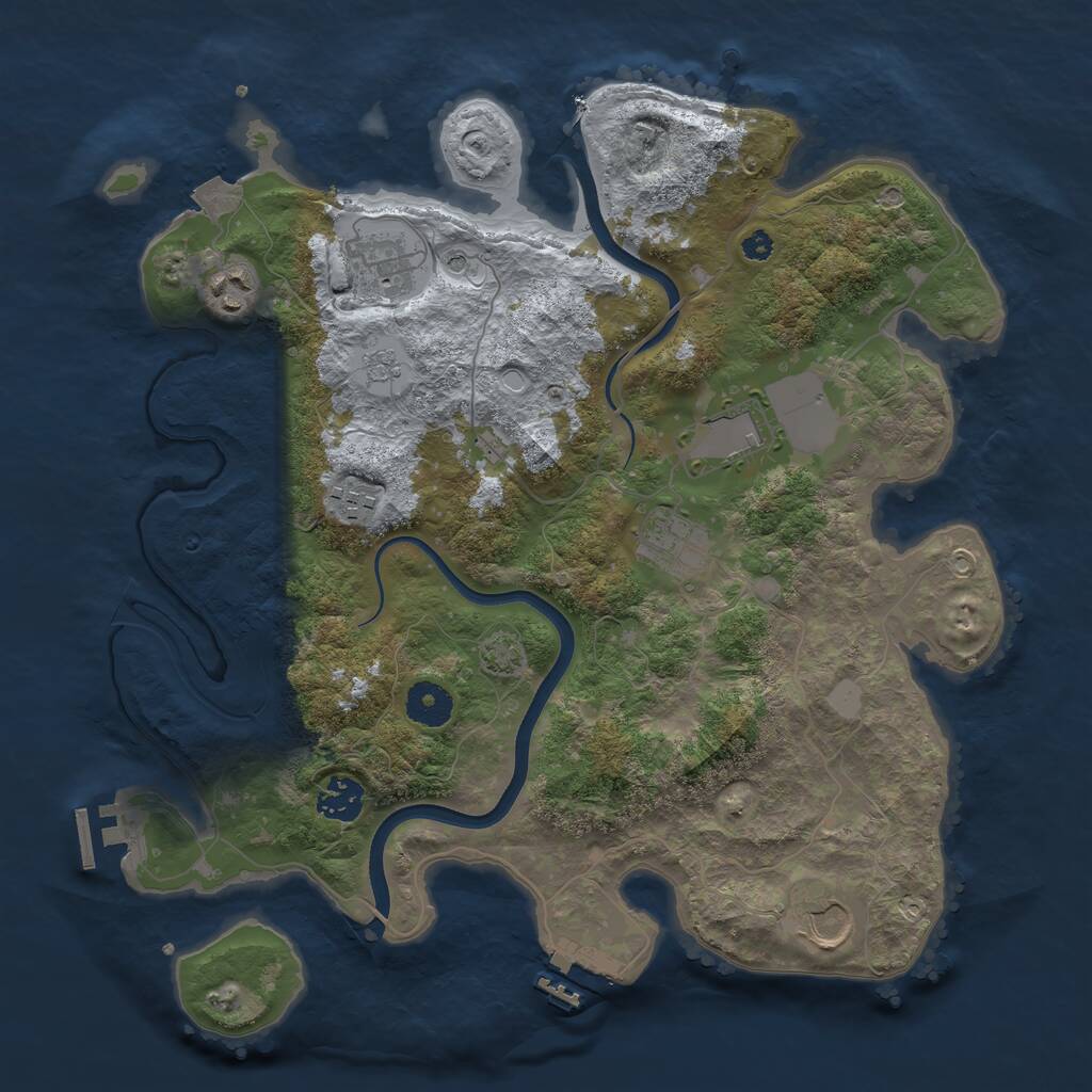 Rust Map: Procedural Map, Size: 3600, Seed: 41590399, 13 Monuments