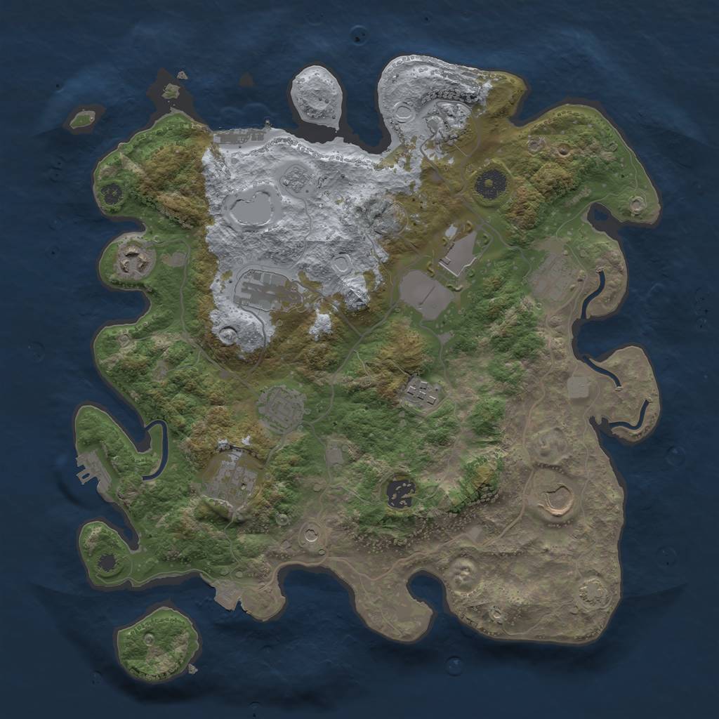 Rust Map: Procedural Map, Size: 3600, Seed: 41590399, 18 Monuments