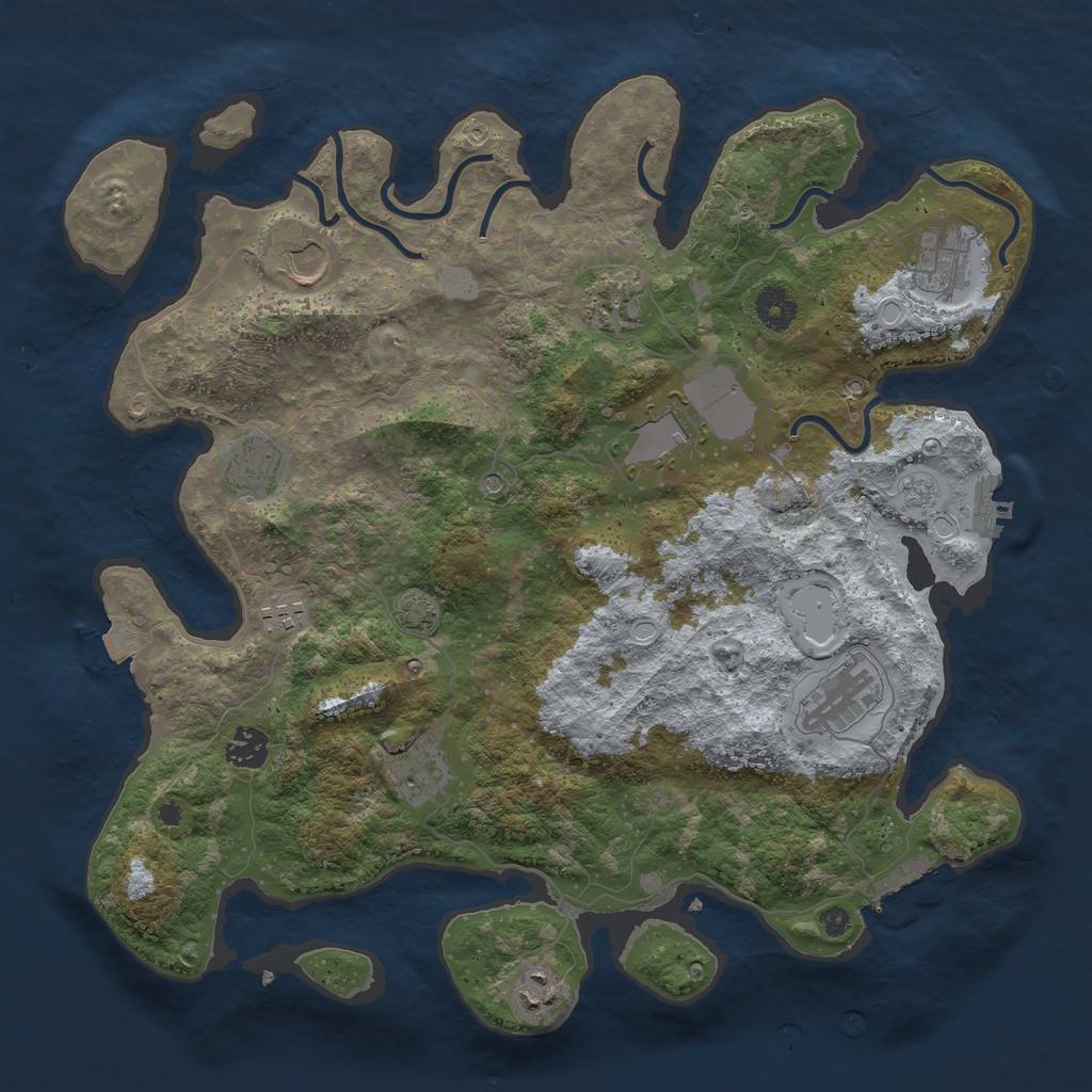 Rust Map: Procedural Map, Size: 3850, Seed: 31702168, 18 Monuments