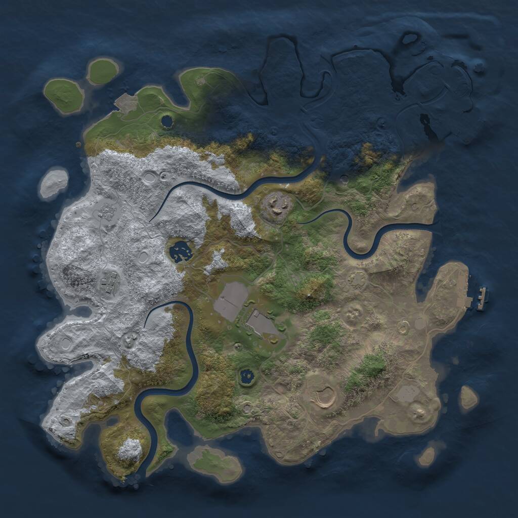 Rust Map: Procedural Map, Size: 3600, Seed: 44155040, 11 Monuments