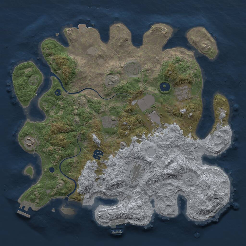 Rust Map: Procedural Map, Size: 3700, Seed: 25353941, 13 Monuments