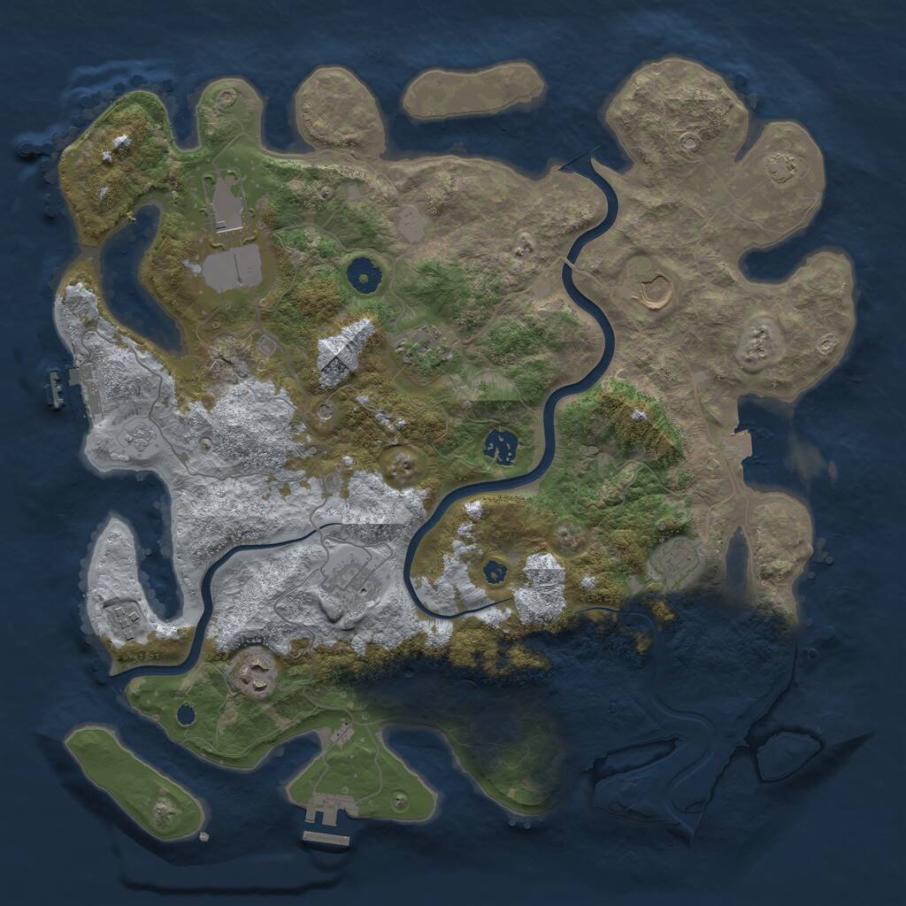 Rust Map: Procedural Map, Size: 3950, Seed: 35364636, 14 Monuments