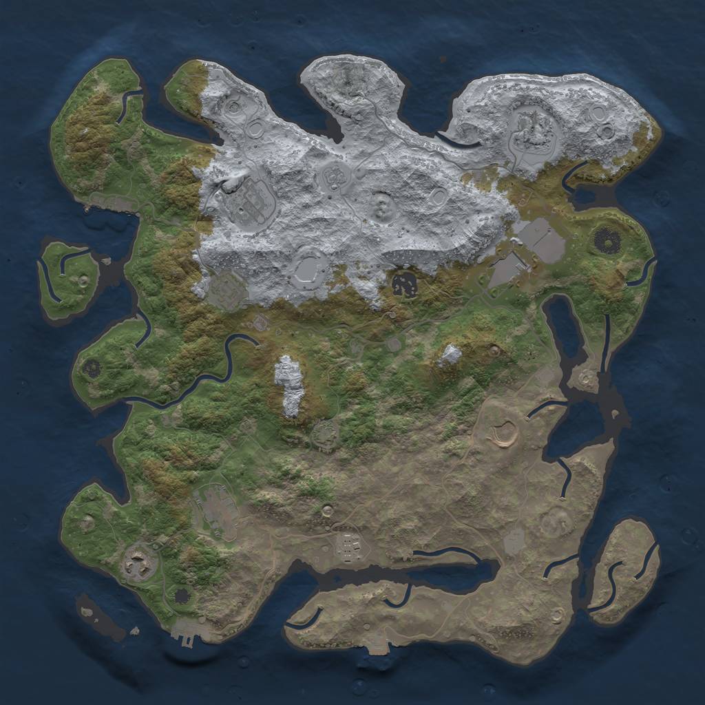 Rust Map: Procedural Map, Size: 3950, Seed: 81259052, 17 Monuments