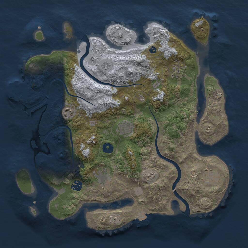 Rust Map: Procedural Map, Size: 3450, Seed: 7170032, 12 Monuments