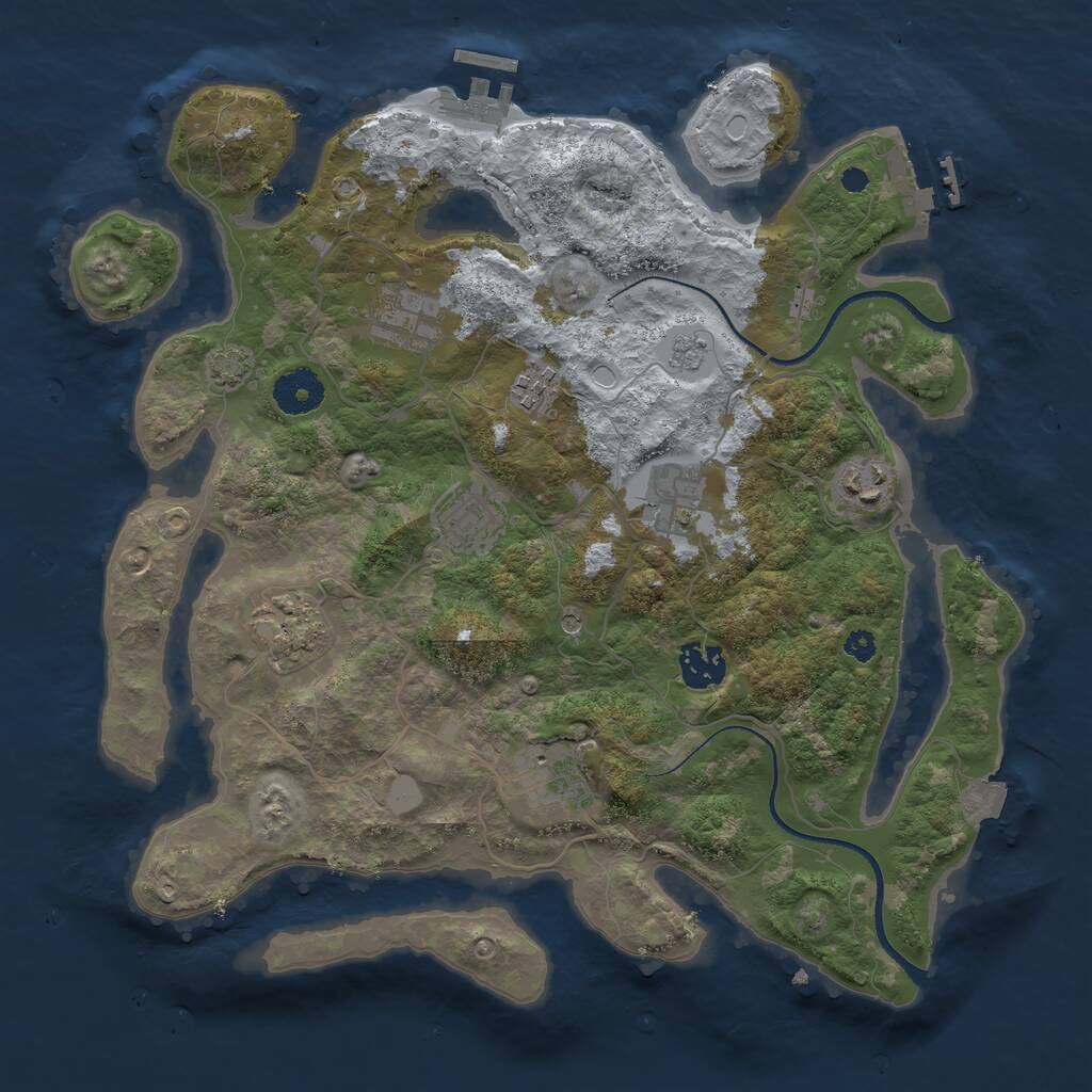 Rust Map: Procedural Map, Size: 3450, Seed: 84424240, 14 Monuments