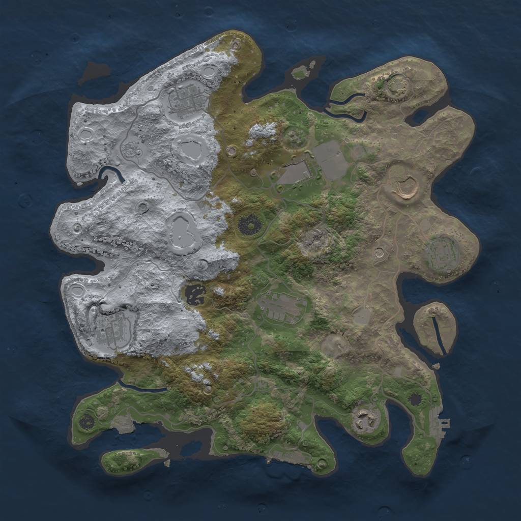 Rust Map: Procedural Map, Size: 3550, Seed: 4837465, 16 Monuments