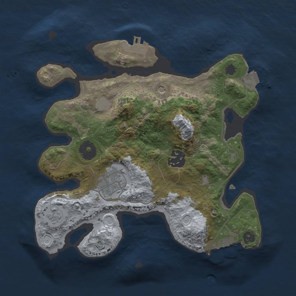 Rust Map: Procedural Map, Size: 2500, Seed: 560596063, 9 Monuments