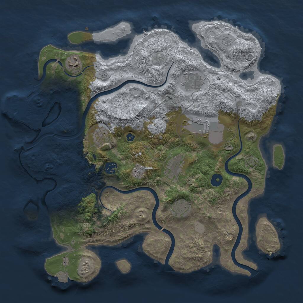 Rust Map: Procedural Map, Size: 3700, Seed: 9356669, 13 Monuments