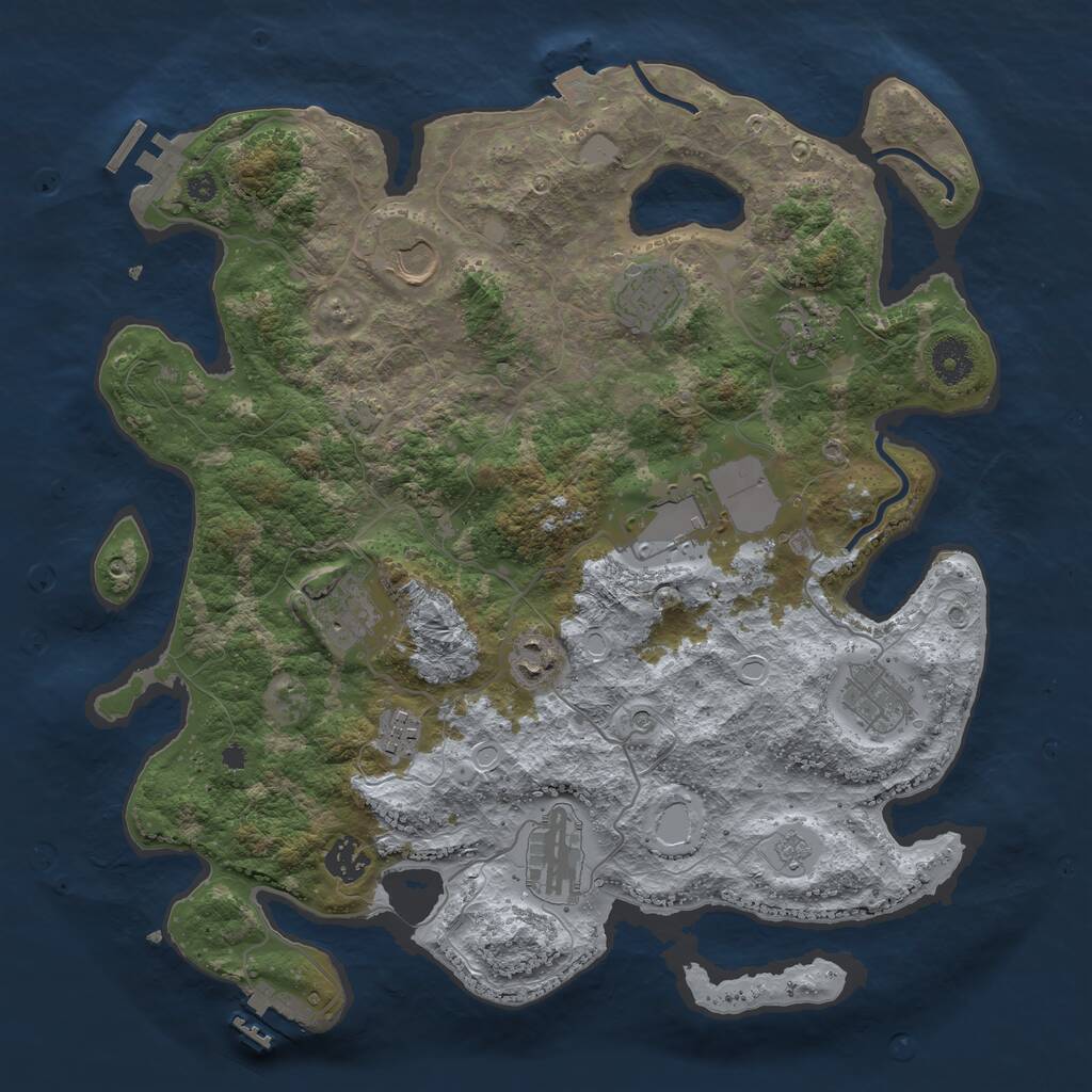 Rust Map: Procedural Map, Size: 3750, Seed: 38548005, 16 Monuments