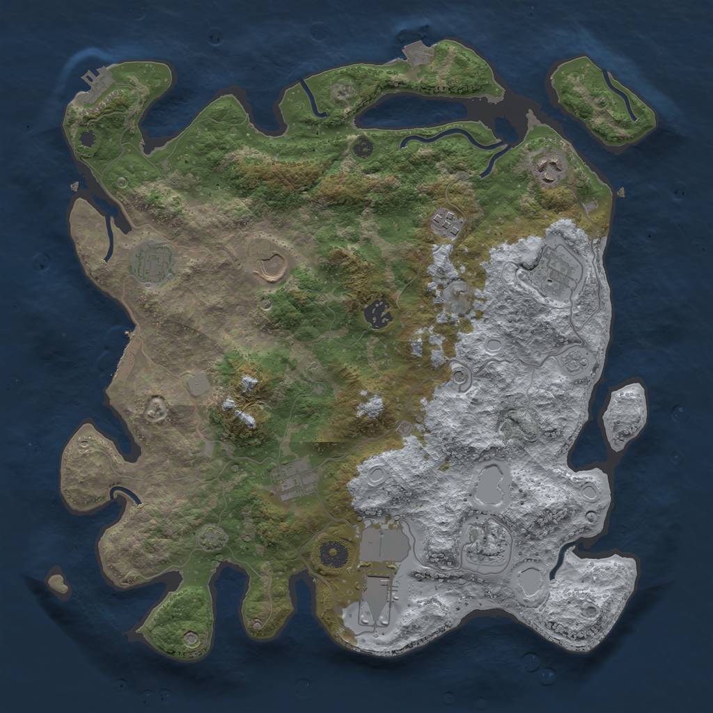 Rust Map: Procedural Map, Size: 3800, Seed: 79177777, 17 Monuments