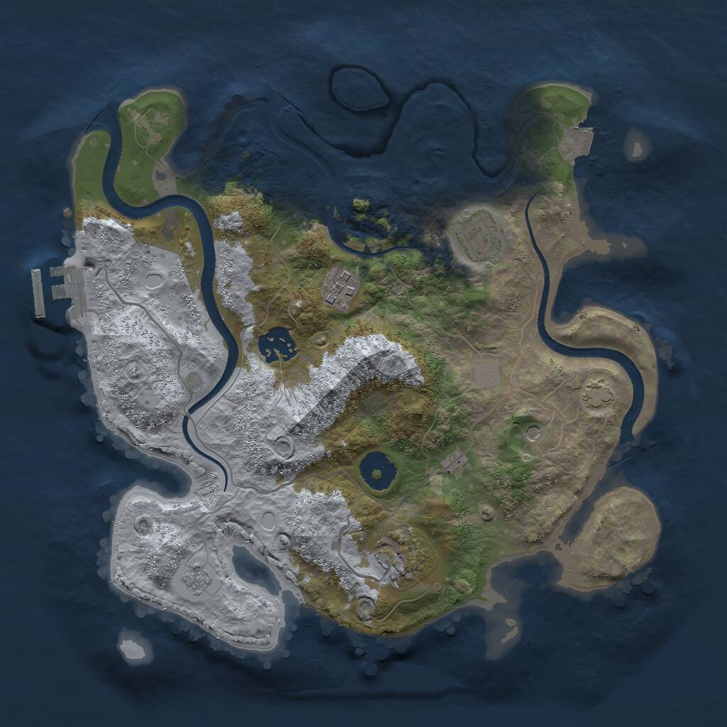 Rust Map: Procedural Map, Size: 3000, Seed: 23387, 9 Monuments