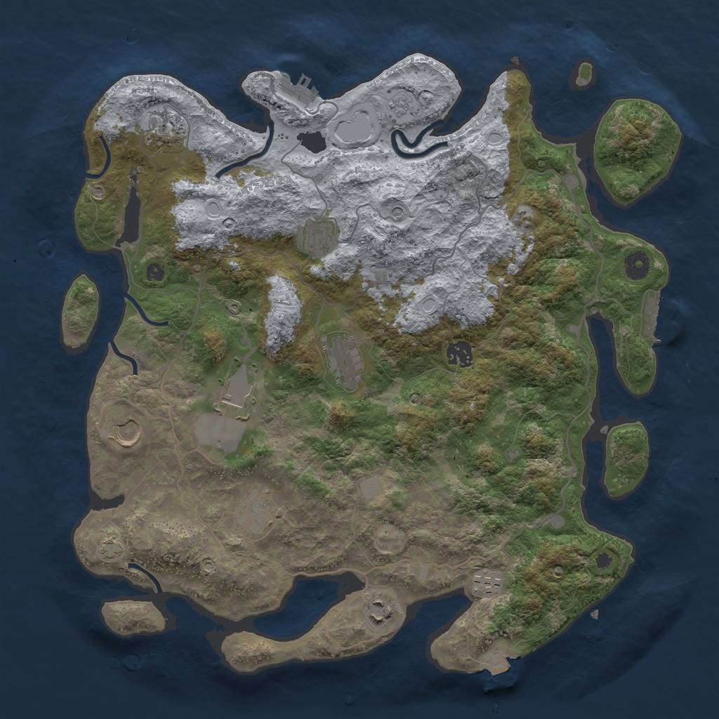 Rust Map: Procedural Map, Size: 4000, Seed: 2118291330, 17 Monuments