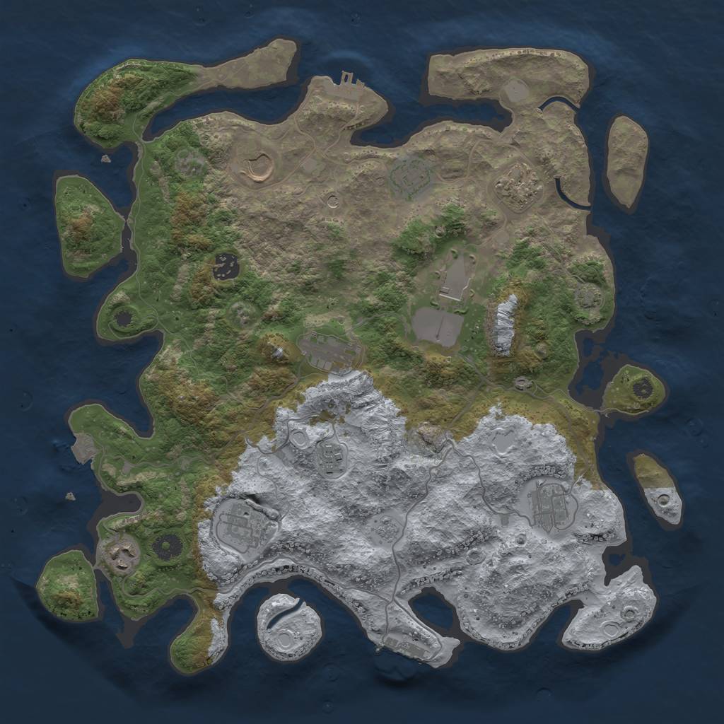 Rust Map: Procedural Map, Size: 3900, Seed: 9530893, 18 Monuments
