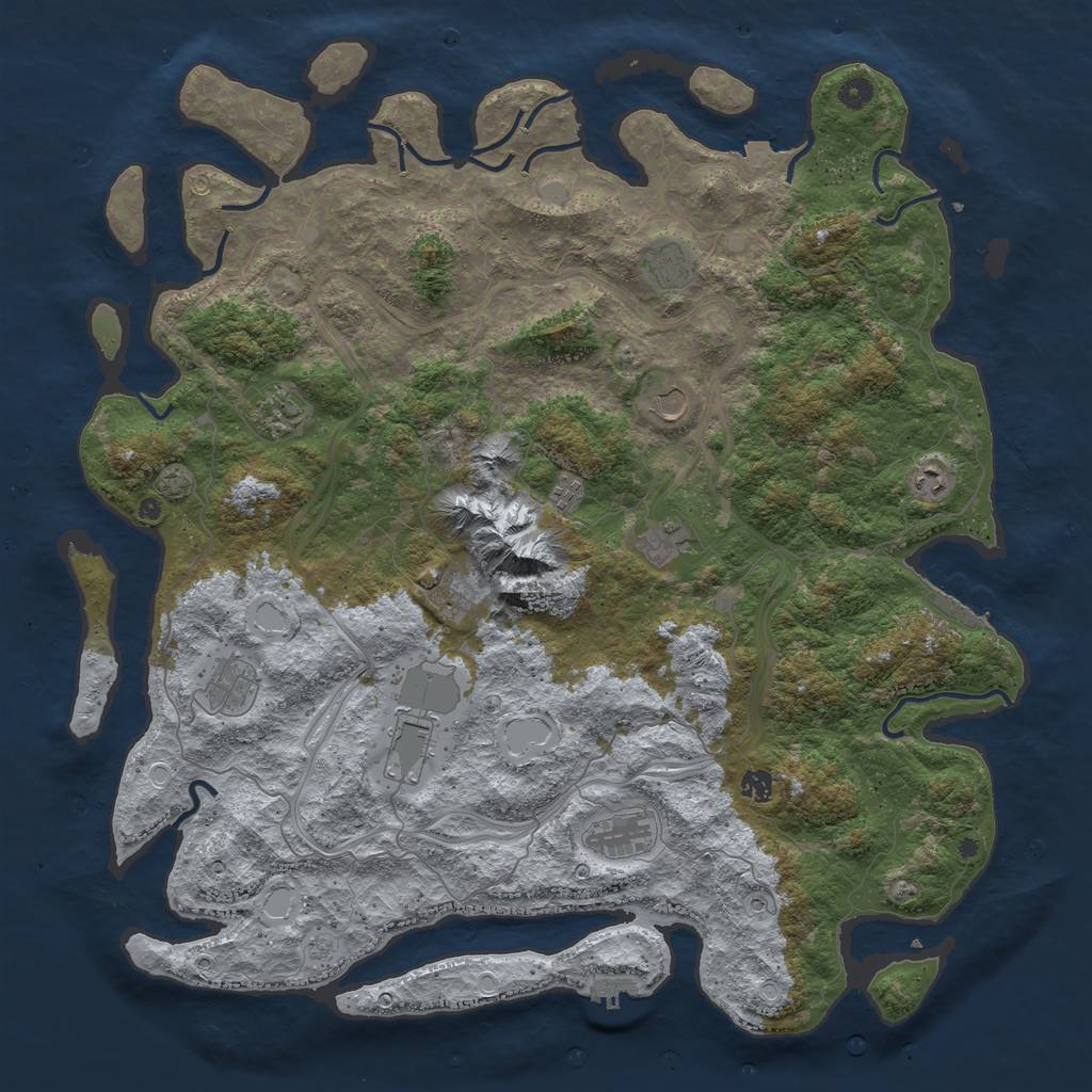 Rust Map: Procedural Map, Size: 5000, Seed: 123444, 19 Monuments