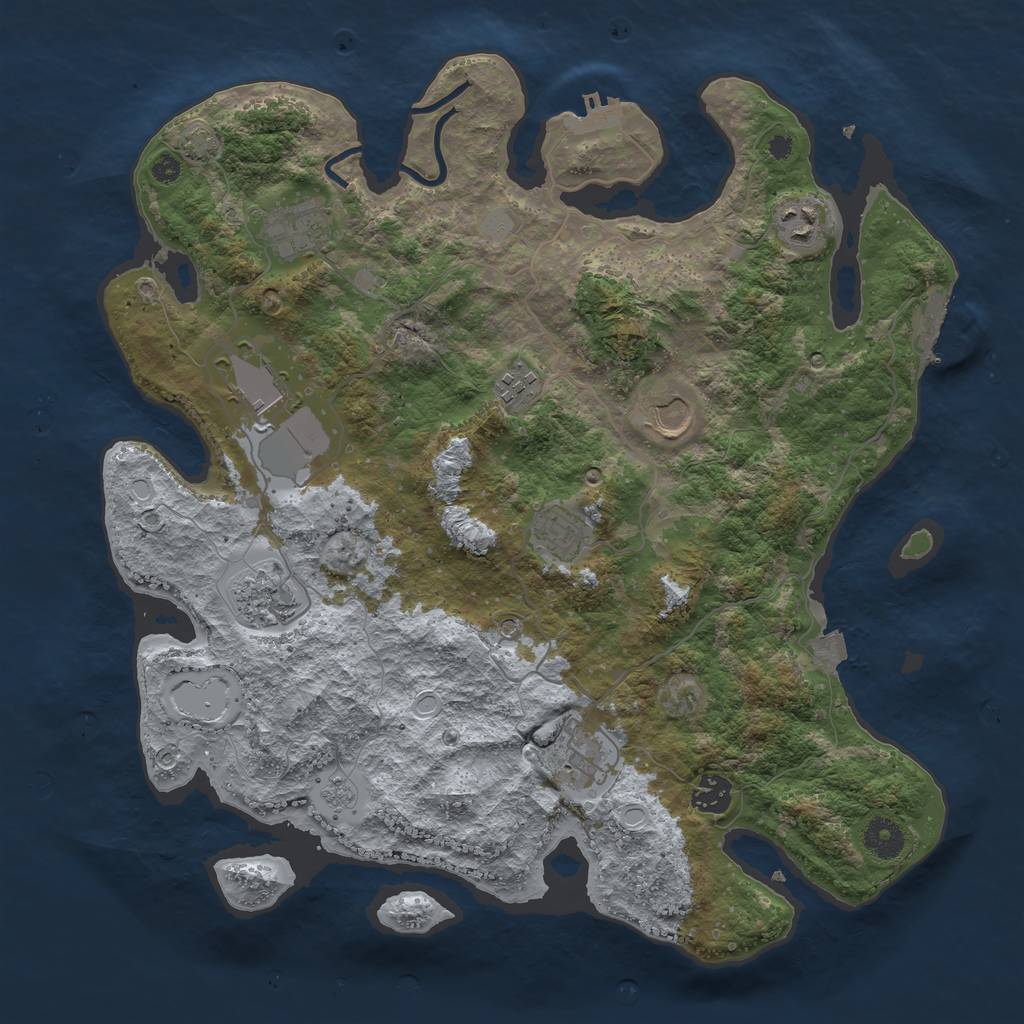 Rust Map: Procedural Map, Size: 3800, Seed: 96509116, 17 Monuments