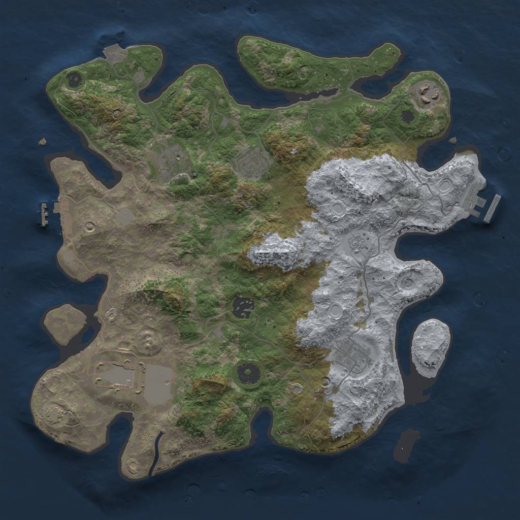 Rust Map: Procedural Map, Size: 3500, Seed: 832472845, 14 Monuments