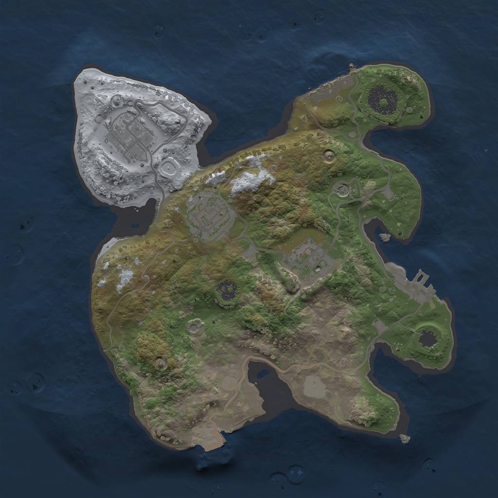 Rust Map: Procedural Map, Size: 2500, Seed: 6911420, 9 Monuments