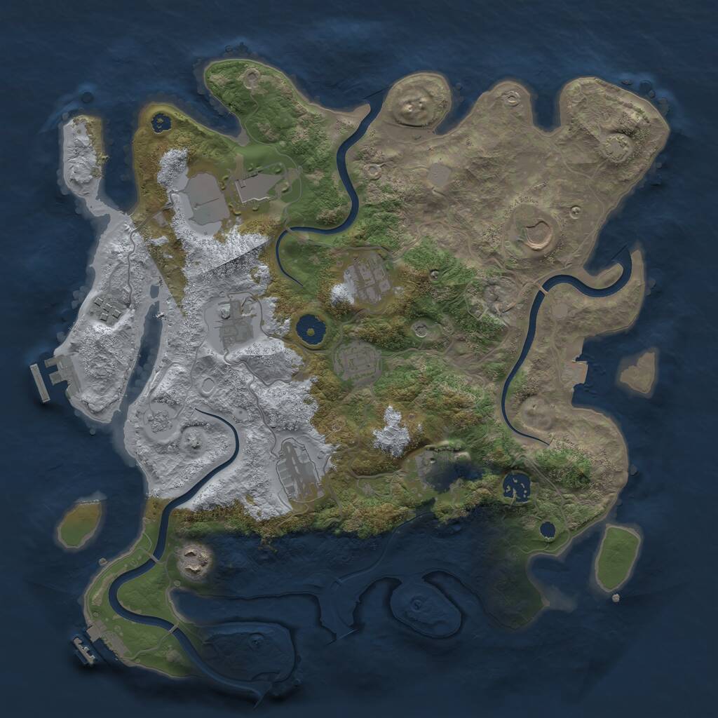 Rust Map: Procedural Map, Size: 3700, Seed: 28072855, 16 Monuments
