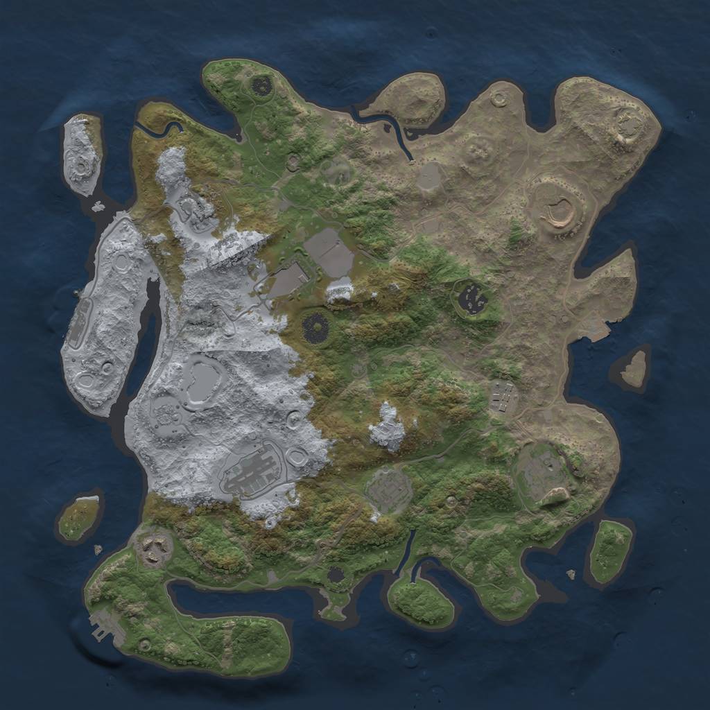 Rust Map: Procedural Map, Size: 3700, Seed: 28072855, 16 Monuments