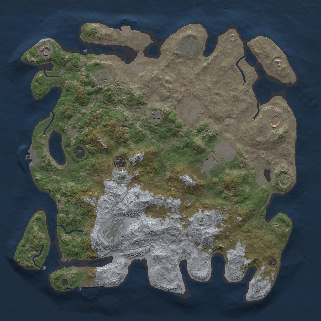 Rust Map: Procedural Map, Size: 4000, Seed: 1371898386, 18 Monuments