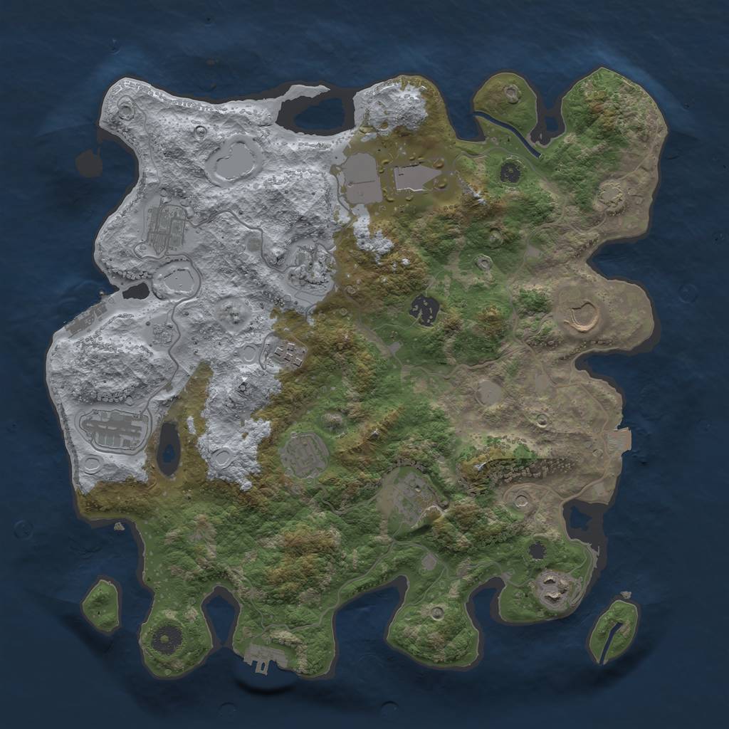 Rust Map: Procedural Map, Size: 3700, Seed: 1188228026, 18 Monuments