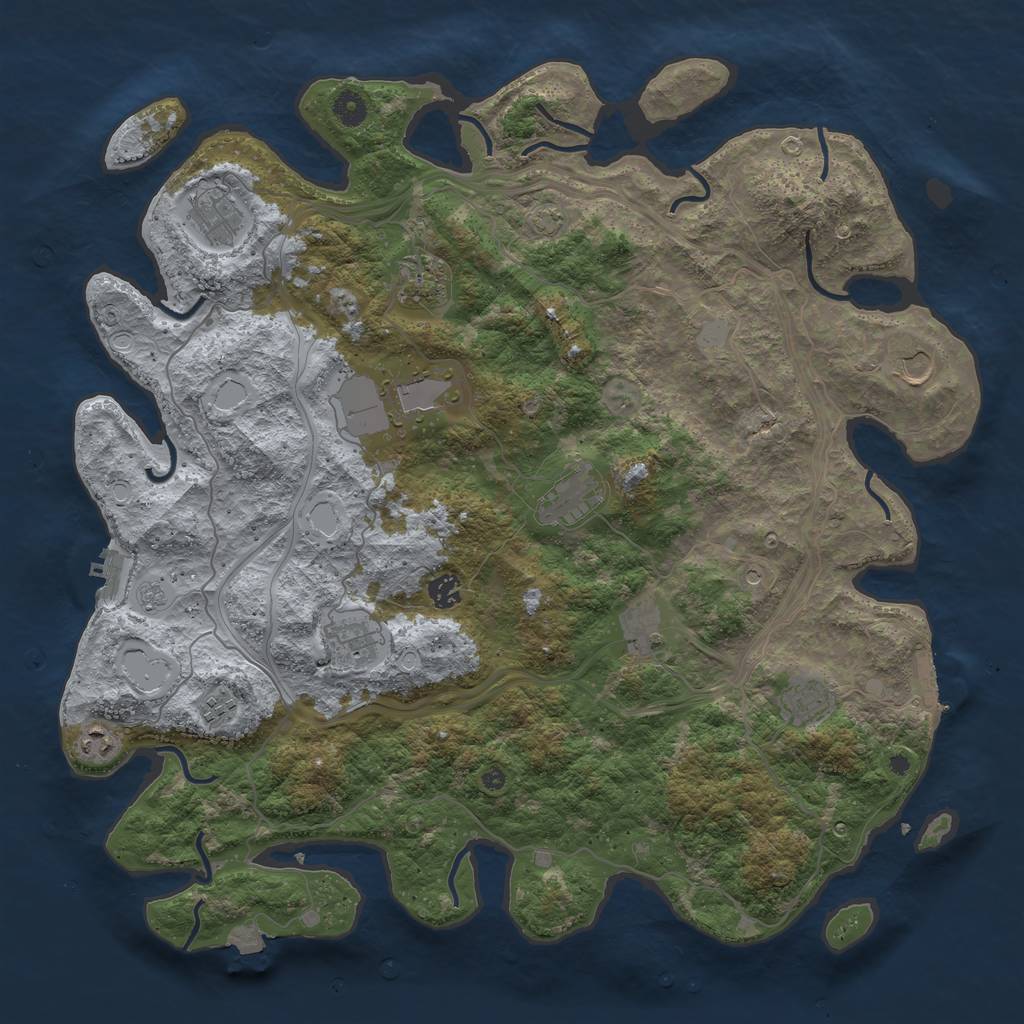 Rust Map: Procedural Map, Size: 4500, Seed: 69433805, 19 Monuments