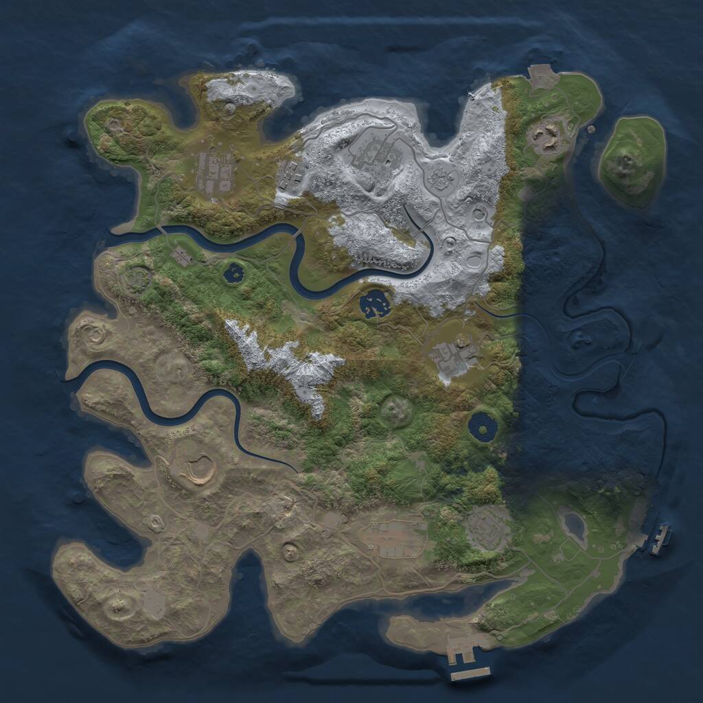 Rust Map: Procedural Map, Size: 3600, Seed: 20310, 15 Monuments