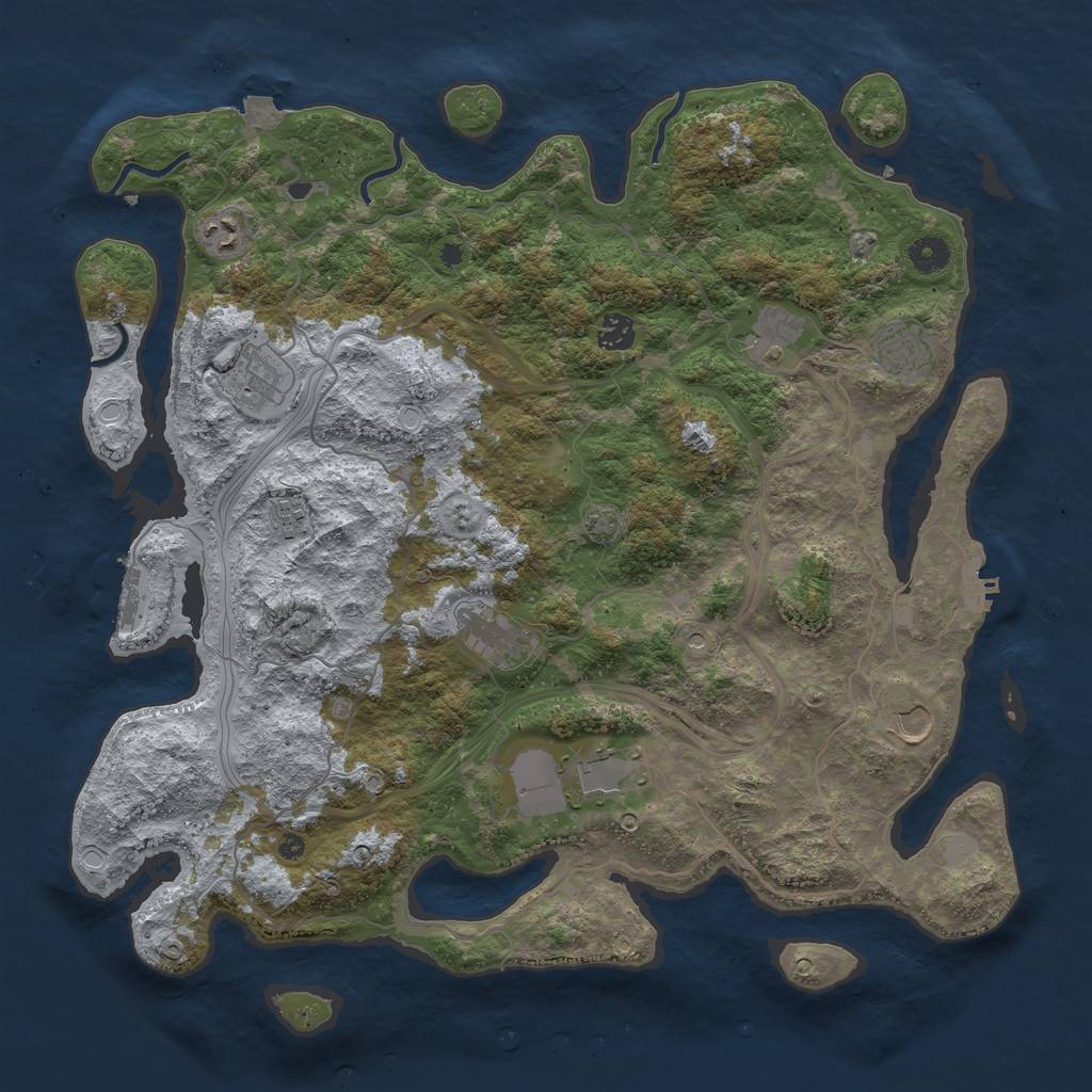 Rust Map: Procedural Map, Size: 4250, Seed: 60937678, 16 Monuments