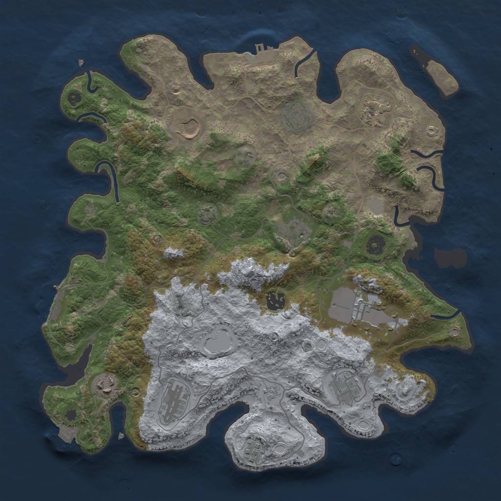 Rust Map: Procedural Map, Size: 3800, Seed: 29345247, 18 Monuments