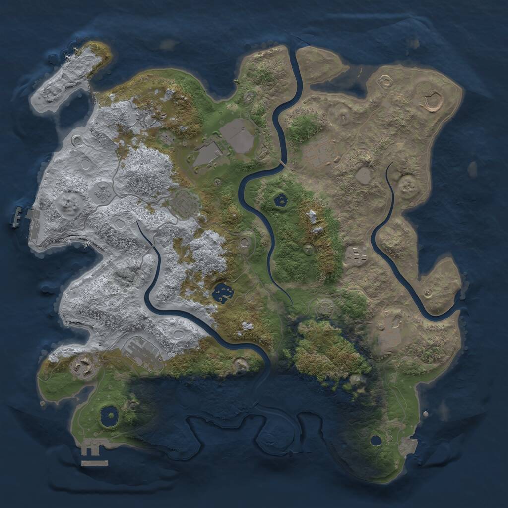 Rust Map: Procedural Map, Size: 3850, Seed: 26932124, 16 Monuments